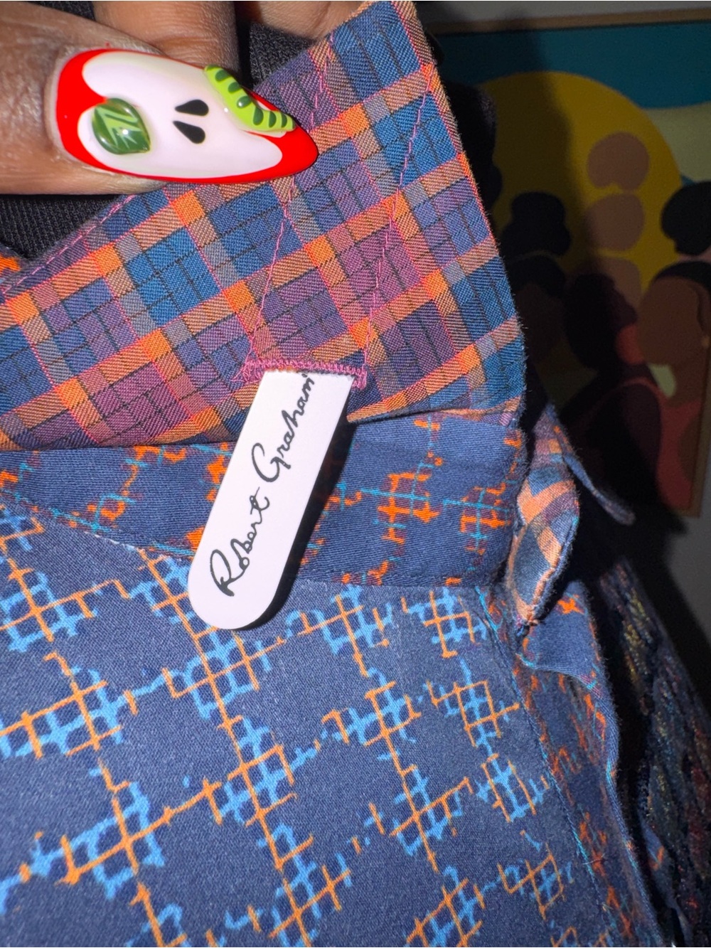 Robert Graham Navy Multicolor Patchwork Button-Down Shirt - Picture 4 of 6